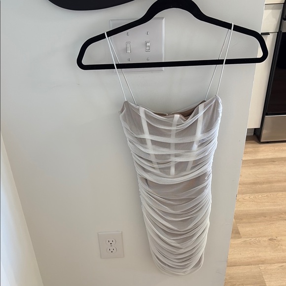 Nookie White Ruched Mini Dress - Picture 2 of 7